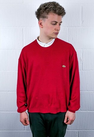 VINTAGE LACOSTE RED WOOL JUMPER