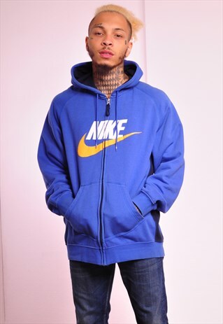 VINTAGE NIKE SPELL OUT ZIP UP HOODED SWEATER
