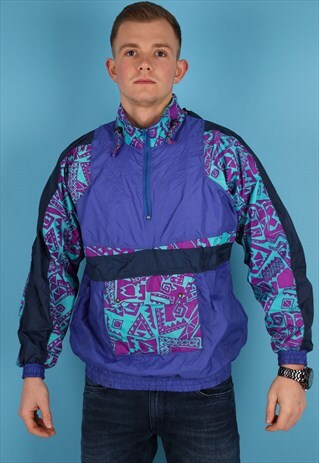VINTAGE WINDBREAKER JACKET IN MULTI NJ746