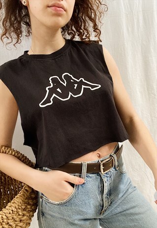 REWORKED VINTAGE 90S KAPPA GRAPHIC CROP TOP T-SHIRT TEE