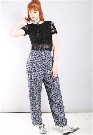 VINTAGE 80S CRAZY PATTERNED HIGH WAISTED TROUSERS