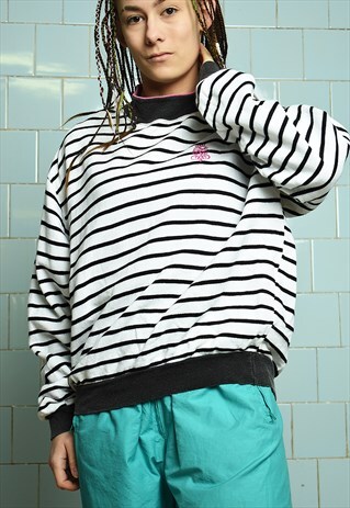 VINTAGE 80S STRIPED NAUTICAL SWEATSHIRT JUMPER PULLOVER