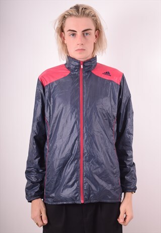 ADIDAS MENS VINTAGE TRACKSUIT TOP JACKET SMALL GREY 90S