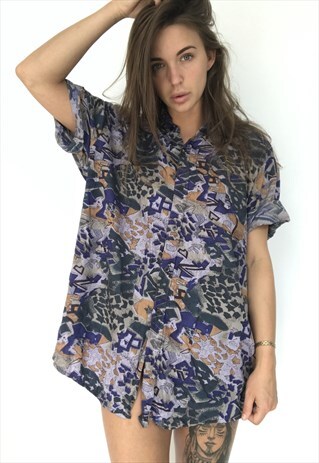 PATTERNED OVERSIZED RETRO VINTAGE UNISEX FESTIVAL SHIRT