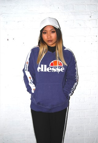 VINTAGE LADIES HOODIE WITH SLEEVE DETAIL (1990'S/NAVY BLUE)