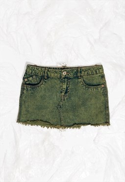 Vintage Denim Skirt Y2K Rave Mini in Stonewashed Blue