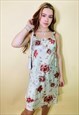 Vintage 00s Y2K Satin Floral Frill Summer Dress