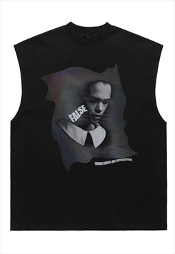 Psychedelic sleeveless t-shirt punk tank top old surfer vest