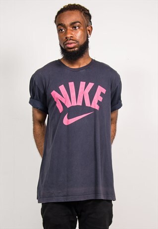 NIKE VINTAGE 90'S DARK GREY PINK LOGO T-SHIRT