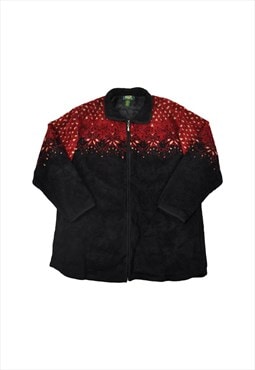 Vintage Cabela's Fleece Jacket Red Patter Red/Black Ladies L