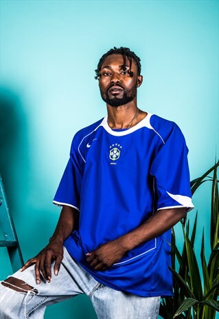 VINTAGE NIKE BRAZIL FOOTBALL SHIRT IN BLUE