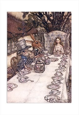 Alice In Wonderland Print Poster Wall Art Mad Hatter Vintage