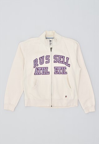 VINTAGE 90'S RUSSELL ATHLETIC TRACKSUIT TOP JACKET OFF WHITE