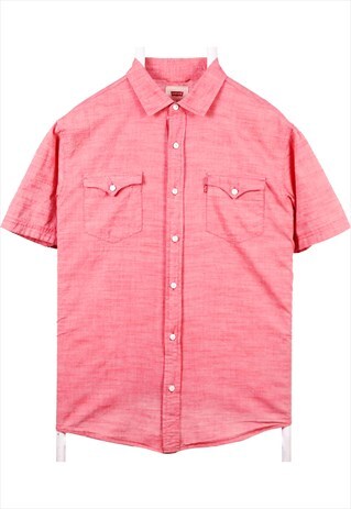 VINTAGE 90'S LEVI'S SHIRT SHORT SLEEVE BUTTON UP PINK MEDIUM