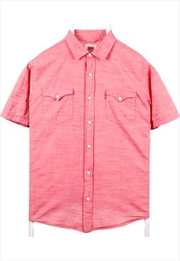 Vintage 90's Levi's Shirt Short Sleeve Button Up Pink Medium