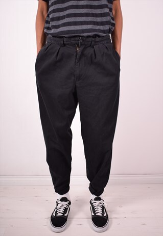 POLO RALPH LAUREN MENS VINTAGE TROUSERS W36 L30 BLACK 90S