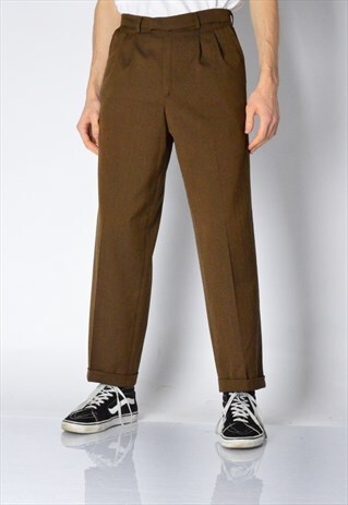 VINTAGE 90S BROWN WOOL BLEND PANTS