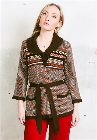 VINTAGE 70S BELTED WRAP CARDIGAN