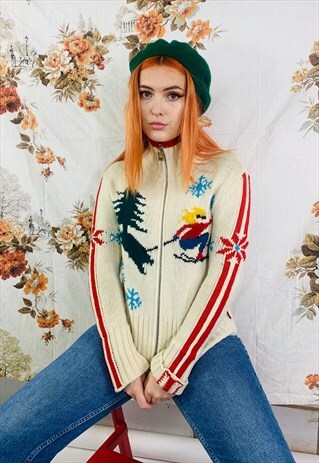 VINTAGE 80'S MISS SIXTY SKI CHUNKY KNIT JUMPER