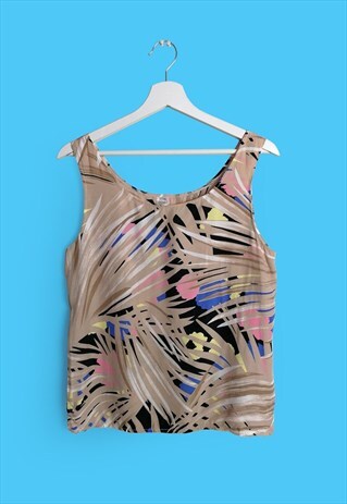 VINTAGE 90'S FESTIVAL PASTEL GRAPHIC PRINT VEST / TOP