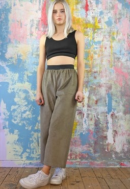 Beige Corduroy Cropped Trousers 