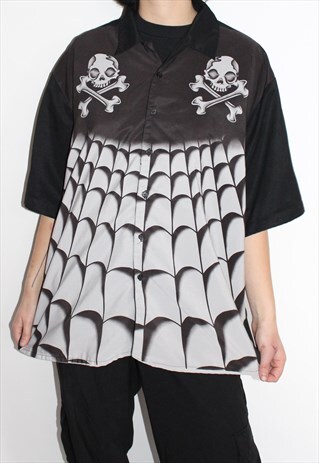 90S UNISEX SKULL BUTTON UP