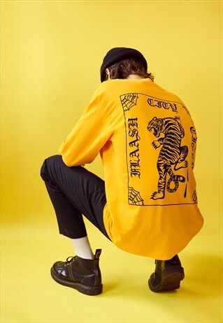 LONG SLEEVE T-SHIRT IN GOLD WITH TIGERS BACKPRINT