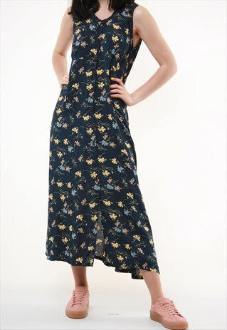 80S VINTAGE MAXI FLORAL DRESS 767
