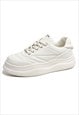 CHUNKY SNEAKERS PLATFORM SOLE TRAINERS PREPPY SHOES IN WHITE
