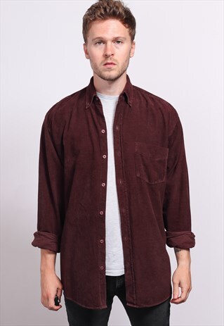 VINTAGE CORDUROY CORD SHIRT BROWN