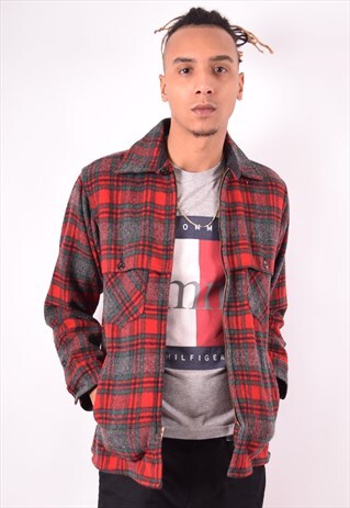 MENS VINTAGE LAMBERJACK SHIRT SMALL RED CHECK 90S