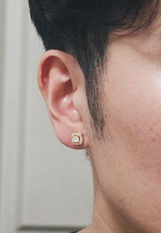 GEM SQUARE EARRINGS - GOLD