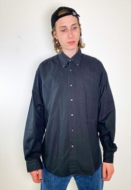 Vintage 90s black cotton long sleeved shirt 