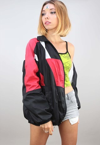 VINTAGE 80S 90S OVERSIZED FESTIVAL SHELL WINDBREAKER JACKET