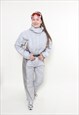 90S ONE PIECE SKI SUIT, WOMAN VINTAGE SNOWSUIT, GRAY SKI 