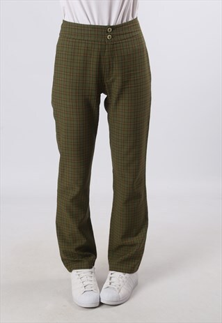 HIGH WAISTED TROUSERS TARTAN CHECKED STRAIGHT UK 10 (6AC)