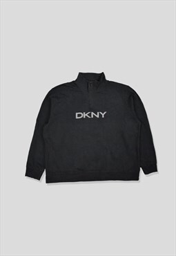 Vintage 00s DKNY 1/4 Zip Sweatshirt in Black
