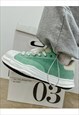 DISTRESSED PLATFORM SNEAKERS SUEDE DRAGON TRAINERS IN GREEN