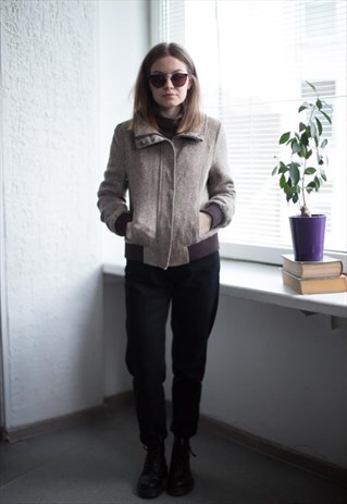 VINTAGE 90'S BROWN ZIP UP JACKET