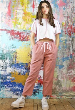 Drawstring Trousers in Pink Cord 