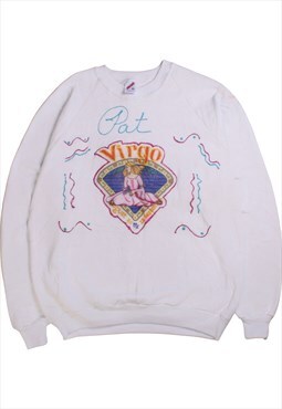 Vintage  Jerzees Sweatshirt Virgo Crewneck White XLarge