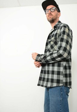 Vintage 90s Padded Fleece  Flannel Jacket Check Size M