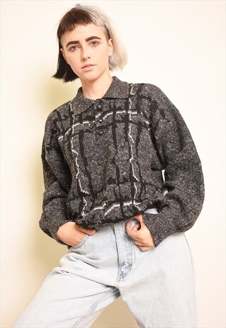90'S RETRO JAZZY SLOUCHY DADS KNIT OVERSIZED JUMPER