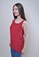 VINTAGE 90S RED SHINY TOP, LIGHT SLEEVELESS BLOUSE