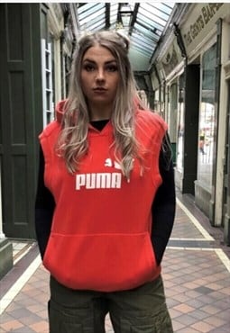 vintage Puma sleeveless hoodie 90s retro sport