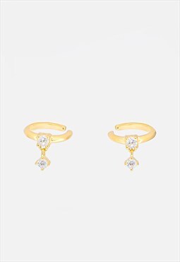 Women's Dangle Ear Cuffs For Conch - Faux Piercing - Gold