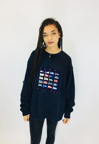 TOMMY HILFIGER FLAG OVERSIZED COTTON KNIT JUMPER