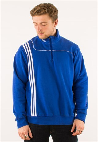 VINTAGE BLUE ADIDAS QUARTER ZIP SWEATSHIRT