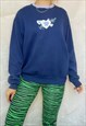 VINTAGE 90S CUTE FLORAL EMBROIDERED SWEATSHIRT IN NAVY