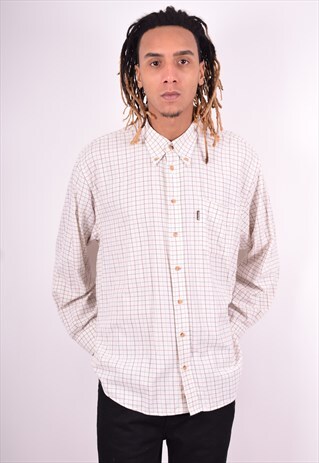 BARBOUR MENS VINTAGE SHIRT XXXL WHITE CHECK 90'S